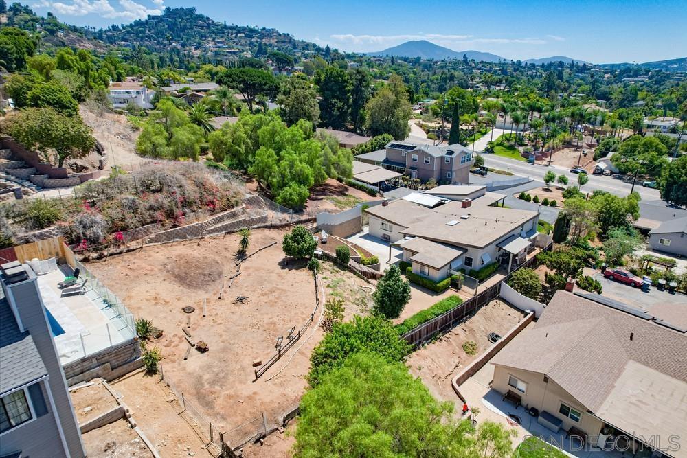 Aerial view of the half-acre lot against Mt. Helix